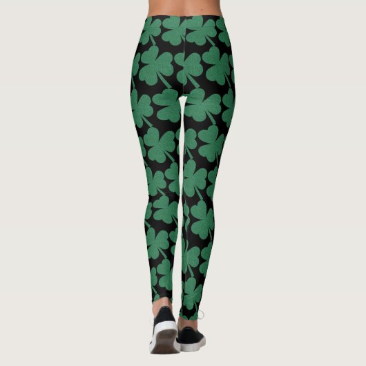 Irish Kleeblatt Green Glitzer St. Patrick's Day Leggings (Rückseite)