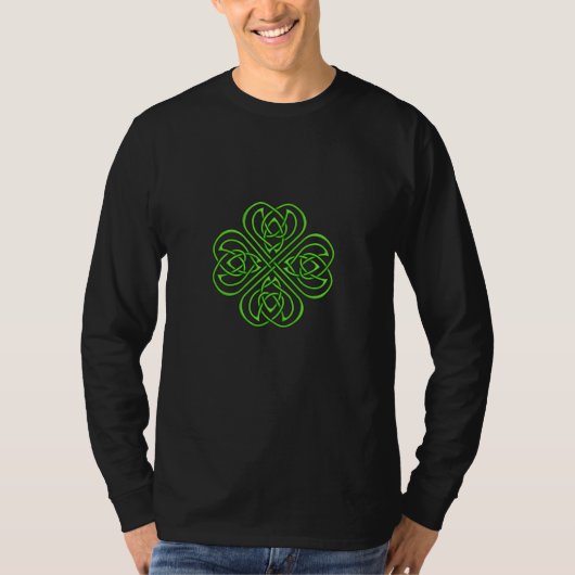 Irish Kleeblatt - Grüne keltische Knüpfarbeit T-Shirt (Vorderseite)