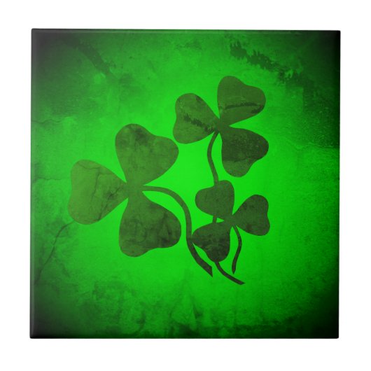 Irish Kleeblatt/grüner Klee, grüner Schimmer Irlan Fliese (Vorderseite)