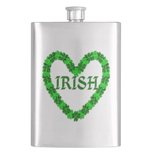 Irish Kleeblatt Heart Flachmann (Vorderseite)