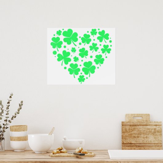 Irish Kleeblatt Heart Lucky Poster (Küche)