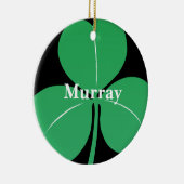 Irish Kleeblatt Individuelle Name Modern Green Bla Keramik Ornament (Rechts)