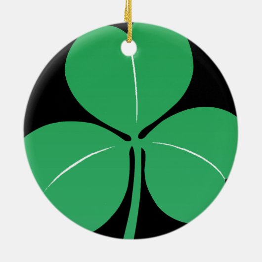 Irish Kleeblatt Individuelle Name Modern Green Bla Keramik Ornament (Hinten)