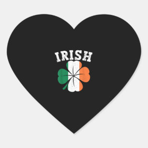 Irish Kleeblatt Ireland Flag St Patrick Day Vintag Herz-Aufkleber