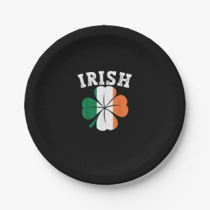 Irish Kleeblatt Ireland Flag St Patrick Day Vintag Pappteller