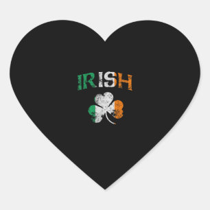 Irish Kleeblatt Ireland Flag St Patricks Day Vinta Herz-Aufkleber