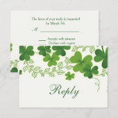 Irish Kleeblatt (Kleber) Wedding RSVP Karte (Vorne/Hinten)