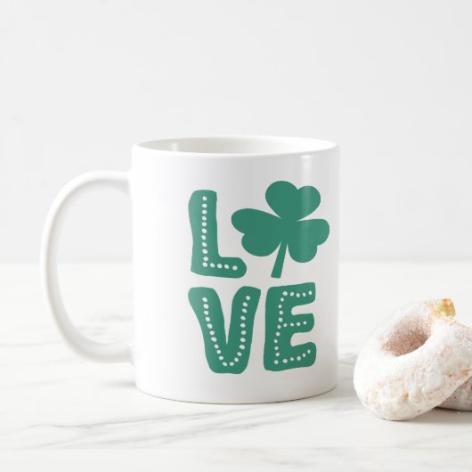 Irish Kleeblatt Liebe St Patricks Day Kaffeetasse (Mit Donut)