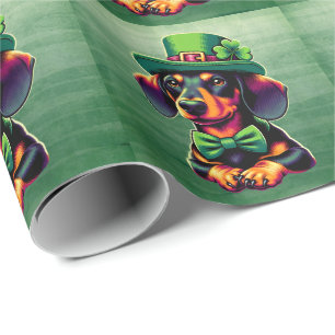Irish Kleeblatt Lucky Dackel Dog Patricks Day Geschenkpapier