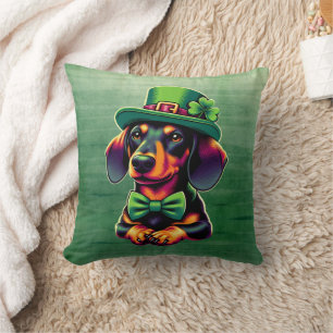 Irish Kleeblatt Lucky Dackel Dog Patricks Day Kissen