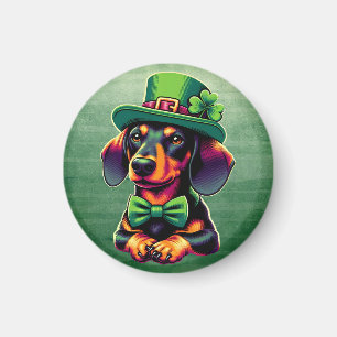 Irish Kleeblatt Lucky Dackel Dog Patricks Day Magnet