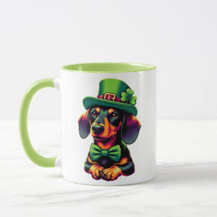 Irish Kleeblatt Lucky Dackel Dog Patricks Day Tasse