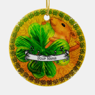 Irish Kleeblatt Mouse Keramik Ornament