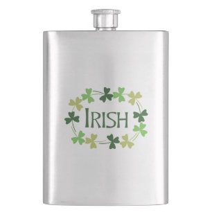 Irish Kleeblatt Oval Flachmann