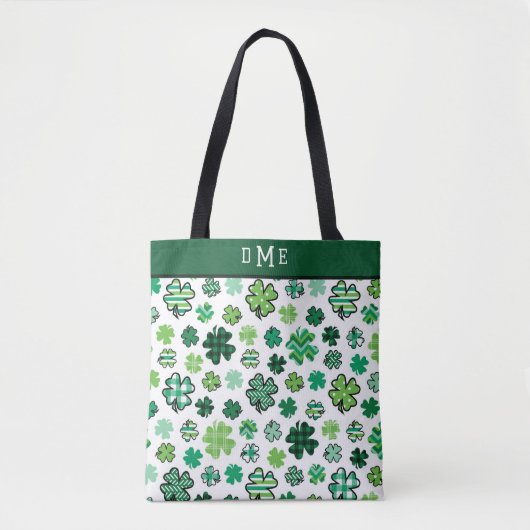 Irish Kleeblatt Pattern Triple Monogram Tasche (Vorderseite)