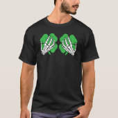 Irish Kleeblatt Skeleton Hands Saint St Patrick's  T-Shirt (Vorderseite)