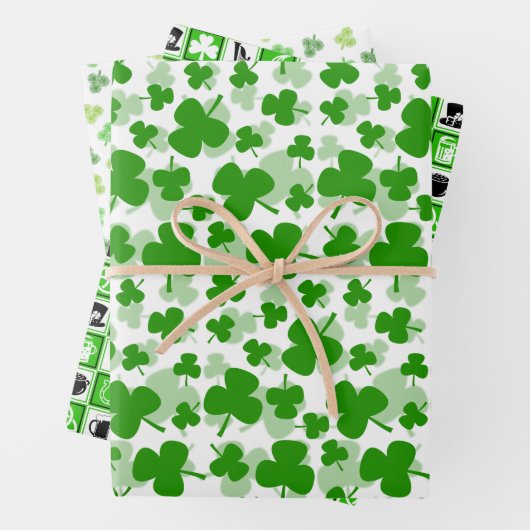 Irish Kleeblatt St. Patrick's Day Geschenkpapier Set (Beispiel)