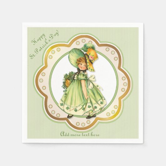 Irish Kleeblatt Stroll Girl Napkins Serviette (Vorderseite)