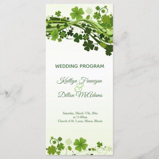 Irish Kleeblatt Wedding Programm (Vorderseite)