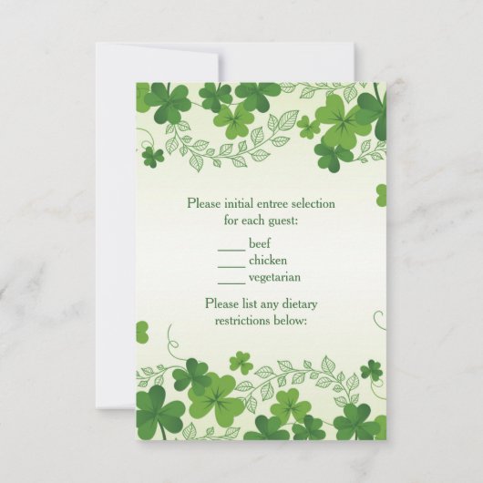 Irish Kleeblatt Wedding Reply Einladung (Rückseite)