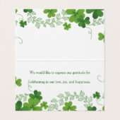 Irish Kleeblatt Wedding Vielen Dank Visitenkarten (Innenseite Aufgefaltet)