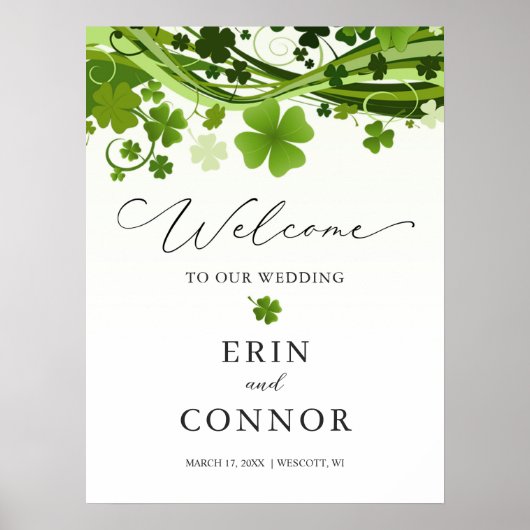 Irish Kleeblatt Wedding Welcome Sign Poster (Vorne)