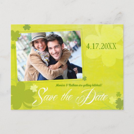 Irish Kleeblatts Foto Wedding Save the Date Ankündigungspostkarte (Vorderseite)