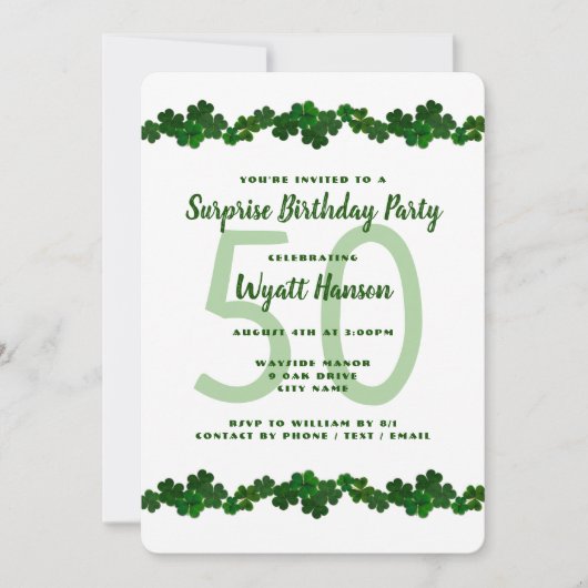 Irish Kleeblatts März Birthday Party Einladung (Vorderseite)