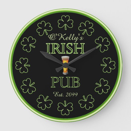 Irish Kleeblatts Pub Bar Tavern Uhr (Vorderseite)