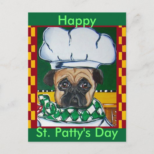 Irish Koch Mops Postkarte (Vorderseite)