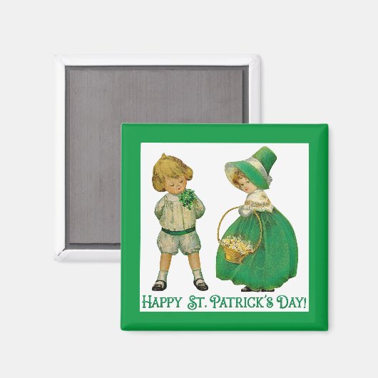 Irish Lad and Lassie 2 Zoll Square Magnet (Vorderseite/Rückseite)