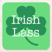 Irish Lass Green Kleeblatt St. Patrick's Day Party Rechteckiger Pappuntersetzer (Vorderseite)