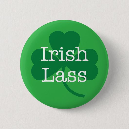 Irish Lass, grünes Kleeblatt Button (Vorderseite)