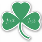 Irish Lass Script im grünen Kleeblatt Aufkleber (Vorderseite)