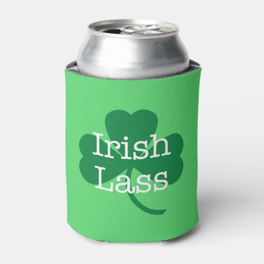 Irish Lass St. Paddy's Day Kleeblatt Can Cooler Dosenkühler (Kanne Vorderseite)