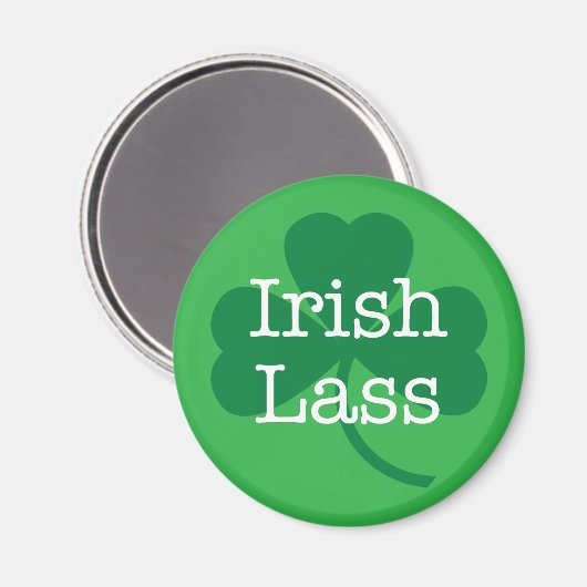 Irish Lass, St. Patrick's Day Kleeblatt Magnet (Vorderseite/Rückseite)