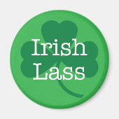 Irish Lass, St. Patrick's Day Kleeblatt Magnet (Vorne)