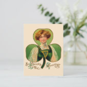 Irish Lass St. Patrick's Day Vintage Postkarte (Stehend Vorderseite)