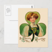 Irish Lass St. Patrick's Day Vintage Postkarte (Vorne/Hinten)