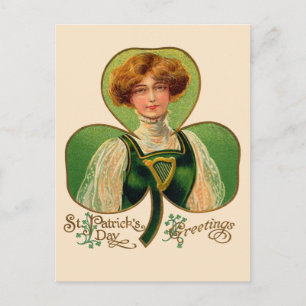 Irish Lass St. Patrick's Day Vintage Postkarte