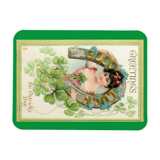 Irish Lass with Horseshoe Magnet (Horizontal)