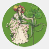 Irish Lassie mit Kleeblatt Stickers (Vorderseite)