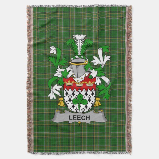 Irish Leech Coat of Arms Familienwappen Irland Decke (Vorderseite Vertikal)