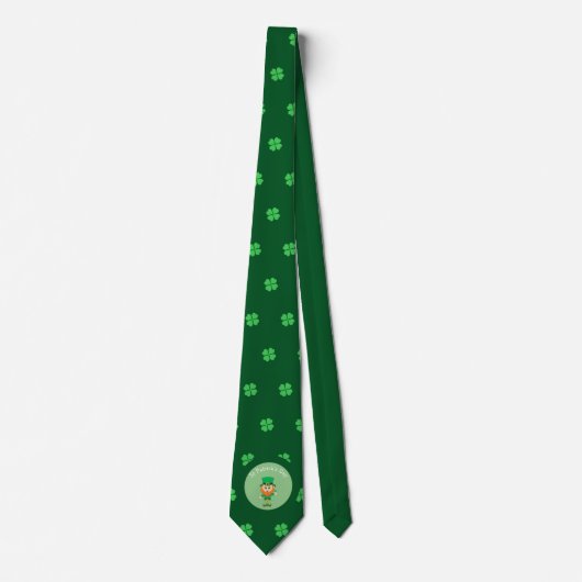 Irish Leprechaun & 4 Leaf Clover St Patrick's Day Krawatte (Vorderseite)