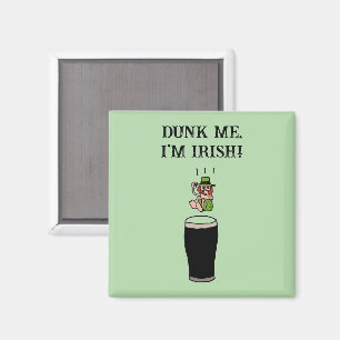Irish Leprechaun Beer Dive - Funny Stout Cartoon Magnet