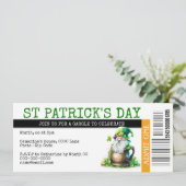 Irish Leprechaun Bierpass Ticket Party Einladung (Stehend Vorderseite)