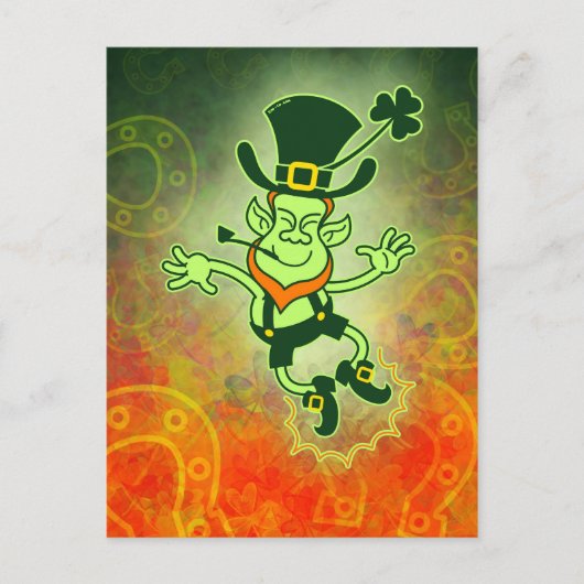 Irish Leprechaun Clapping Feet Postkarte (Vorderseite)