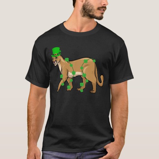 Irish Leprechaun Cougar St. Patrick's Day T-Shirt (Vorderseite)