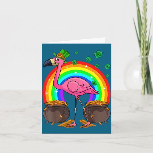 Irish Leprechaun Flamingo Funny St. Patrick's Day Karte (Vorderseite)