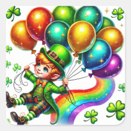 Irish Leprechaun Green Kleeblatts Rainbow Quadratischer Aufkleber